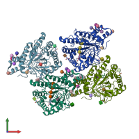 PDB entry 4ax7 coloured by chain, front view.