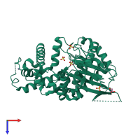 PDB entry 4axc coloured by chain, top view.