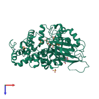 PDB entry 4axd coloured by chain, top view.