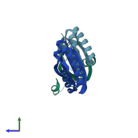PDB entry 4axj coloured by chain, side view.