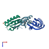 PDB entry 4axj coloured by chain, top view.