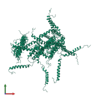 PDB entry 4axp coloured by chain, ensemble of 20 models, front view.
