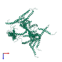 PDB entry 4axp coloured by chain, ensemble of 20 models, top view.
