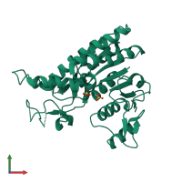 PDB entry 4axs coloured by chain, front view.