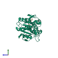 PDB entry 4axv coloured by chain, side view.