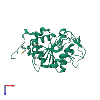 PDB entry 4axv coloured by chain, top view.