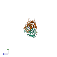 PDB entry 4axw coloured by chain, side view.