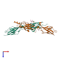PDB entry 4axw coloured by chain, top view.