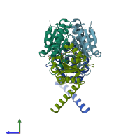 PDB entry 4ay3 coloured by chain, side view.