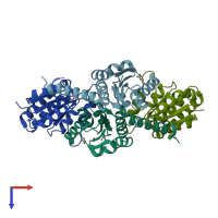 PDB entry 4ay3 coloured by chain, top view.