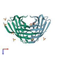 PDB entry 4ayn coloured by chain, top view.