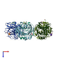 PDB entry 4ayu coloured by chain, top view.