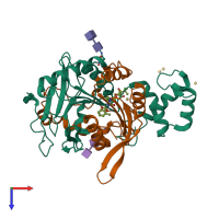 PDB entry 4az3 coloured by chain, top view.