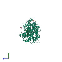 PDB entry 4azf coloured by chain, side view.
