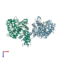 PDB entry 4azg coloured by chain, top view.