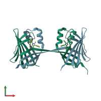PDB entry 4azm coloured by chain, front view.