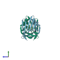 PDB entry 4azr coloured by chain, side view.