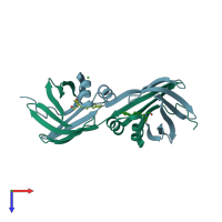 PDB entry 4azr coloured by chain, top view.