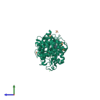 PDB entry 4azt coloured by chain, side view.