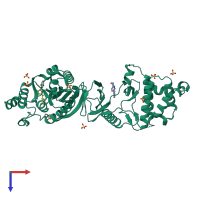 PDB entry 4azt coloured by chain, top view.