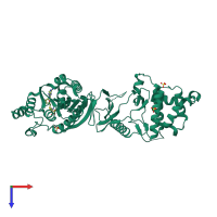 PDB entry 4azv coloured by chain, top view.