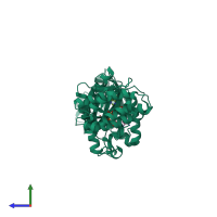 PDB entry 4azw coloured by chain, side view.