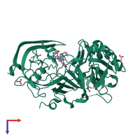 PDB entry 4b05 coloured by chain, top view.