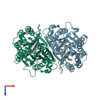 PDB entry 4b0n coloured by chain, top view.