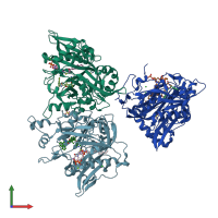 PDB entry 4b11 coloured by chain, front view.