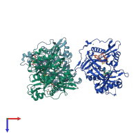 PDB entry 4b12 coloured by chain, top view.
