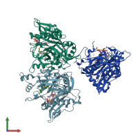 PDB entry 4b13 coloured by chain, front view.