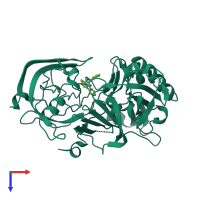 PDB entry 4b1e coloured by chain, top view.