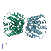 PDB entry 4b1f coloured by chain, top view.