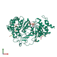 PDB entry 4b1h coloured by chain, front view.