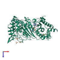 PDB entry 4b1i coloured by chain, top view.