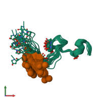 PDB entry 4b1q coloured by chain, ensemble of 20 models, front view.