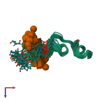 PDB entry 4b1q coloured by chain, ensemble of 20 models, top view.