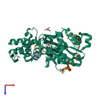 PDB entry 4b1u coloured by chain, top view.