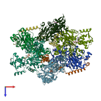 PDB entry 4b1z coloured by chain, top view.