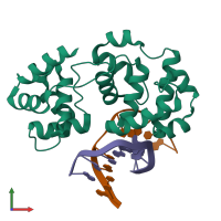 PDB entry 4b24 coloured by chain, front view.