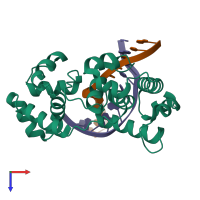 PDB entry 4b24 coloured by chain, top view.