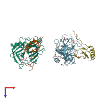 PDB entry 4b2c coloured by chain, top view.