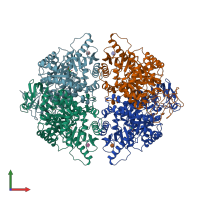 PDB entry 4b2d coloured by chain, front view.