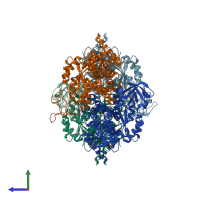 PDB entry 4b2d coloured by chain, side view.