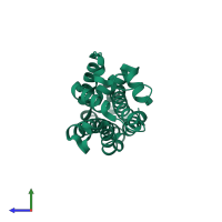PDB entry 4b2f coloured by chain, side view.