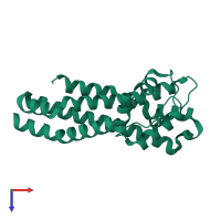 PDB entry 4b2f coloured by chain, top view.