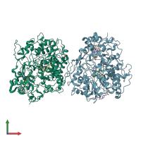 PDB entry 4b2n coloured by chain, front view.