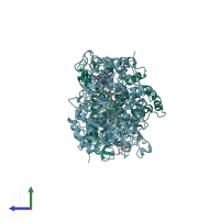 PDB entry 4b2n coloured by chain, side view.