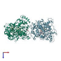 PDB entry 4b2n coloured by chain, top view.