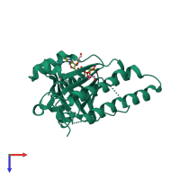 PDB entry 4b2p coloured by chain, top view.